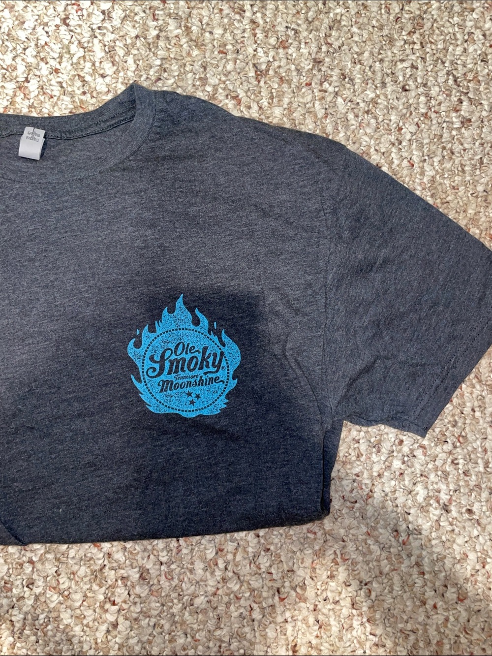 Men's XL Charcoal Gray T-Shirt with Blue “Ole Smoky” Moonshine Logo